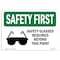 Signmission OSHA Sign, Glasses Required Beyond, 5in X 3.5in Decal, 5" W, 3.5" H, Landscape, OS-SF-D-35-L-10924 OS-SF-D-35-L-10924 - alternate 1